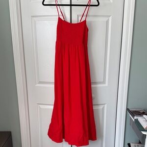 Z Supply Red Smocked Top Maxi Dress